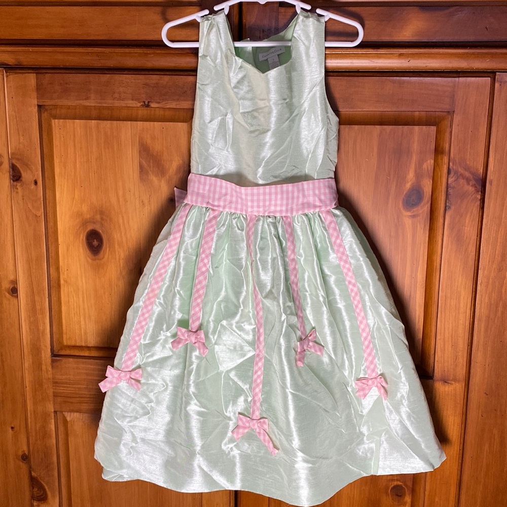 Charter Club Light Green and Pink Ribbon Bow Formal Fancy Dress